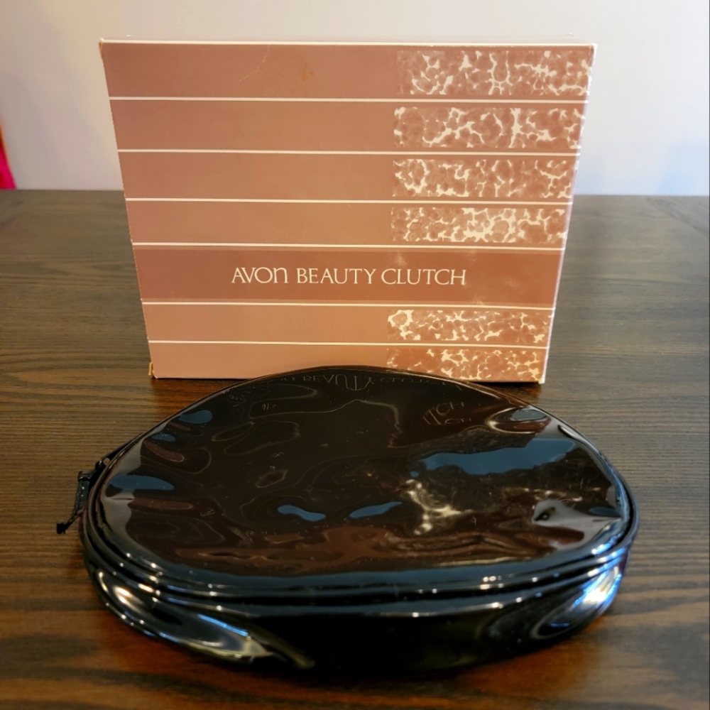 NIB Vintage 1986 Avon Beauty Clutch Black Plastic